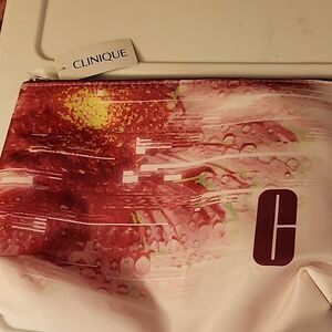 Clinique Pink and Red Cosmetic Pouch